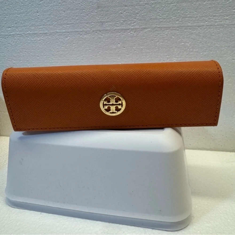 Authentic Tory Burch Orange Eyeglass Sunglasses Case Gold Logo Preppy Chic